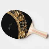 Raquette de ping pong à fleurs dorées ornées (Côté)
