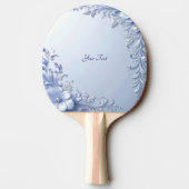 Raquette de ping pong à fleurs ornées bleues (Dos)