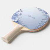Raquette de ping pong à fleurs ornées bleues (Devant Angle)