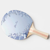 Raquette de ping pong à fleurs ornées bleues (Côté)