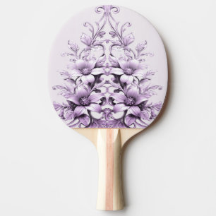 Raquette de ping pong à fleurs violettes élégantes