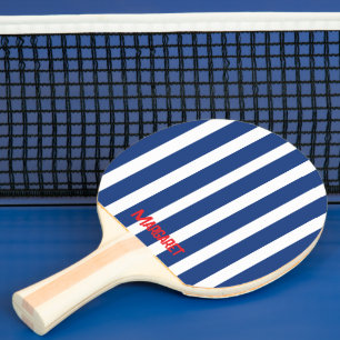 Raquette de ping pong à monogramme bleu nom