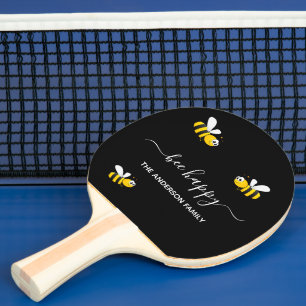 Raquette De Ping Pong Abeilles noir été plaisir nom de famille