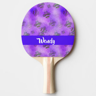 Raquette De Ping Pong Abeilles violettes à motifs