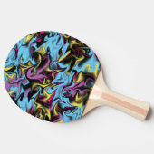 Raquette De Ping Pong Abstrait bleu bleu jaune rose (Côté)