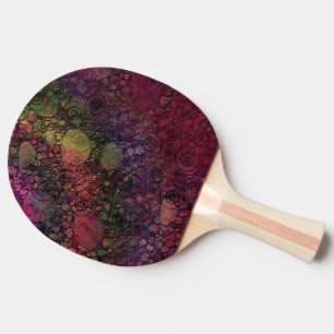 Raquette De Ping Pong Abstrait Coloré avec Cercles Noirs et Grunge