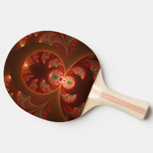 Raquette De Ping Pong Abstrait lumineux rouge orange moderne Fractal