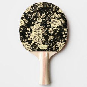 Raquette De Ping Pong Abstrait verre pétillant fleuri vintage Monogramme