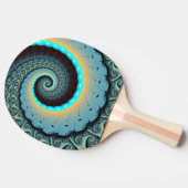 Raquette De Ping Pong Abstraite spirale d'art fractal bleu turquoise ora (Côté)