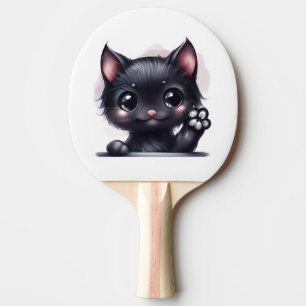 Raquette De Ping Pong Adorable Kawaii Chat noir