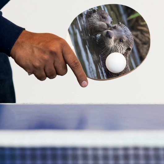 Raquette De Ping Pong **"Adrift in Love : Mummy and Baby Otter"** (Insitu)