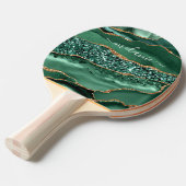 Raquette De Ping Pong Agate Green Gold Parties scintillant Geode Marbre  (Devant Angle)