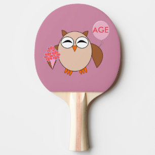 Raquette De Ping Pong Âge personnalisé Anniversaire Chouette Ping Paddle