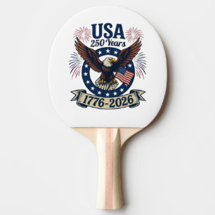 Raquette De Ping Pong Aigle Américain Patriotique 250 Ans 1776-2026