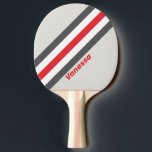 Raquette De Ping Pong Aiguille fractionnée vintage triée avec le nom<br><div class="desc">Découvrez l'esprit du sport classique et le charme sur mesure grâce à la pointe d'aile Split Vintage Striped with Name Ping Pong Paddle. Des rayures élégantes et raffinées glissent à travers la surface comme du cuir poli et du tailleur croustillant, évoquant l'élégance du design du milieu du siècle et le...</div>