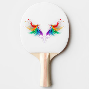 Raquette De Ping Pong Ailes fluffy arc-en-ciel