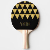 Raquette De Ping Pong Ajouter le nom Black et Faux Gold Triangle Motif (Devant)