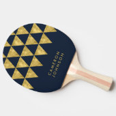 Raquette De Ping Pong Ajouter un nom Motif triangle bleu et or Faux (Côté)