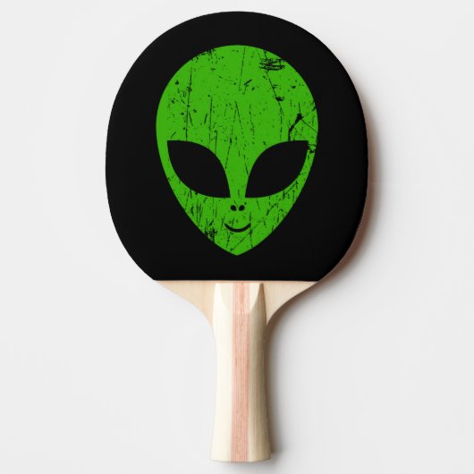 Raquette De Ping Pong alien green head ufo science fiction extraterrestr (Devant)