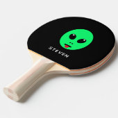 Raquette De Ping Pong Alien noir vert personnalisé (Devant Angle)