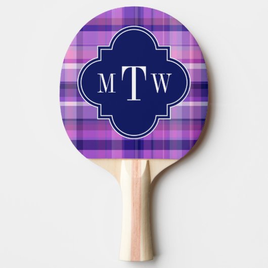 Raquette De Ping Pong Améthyst Pink Navy Wht Preppy Madras Monogram (Devant)