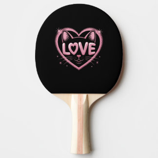 Raquette De Ping Pong Amour de chat étincelant