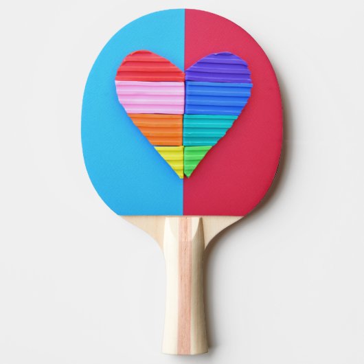 Raquette De Ping Pong Amour romantique Twin Rainbow Hearts (Devant)