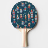 Raquette De Ping Pong Amusant 1950s Style Retro Robot Motif (Devant)