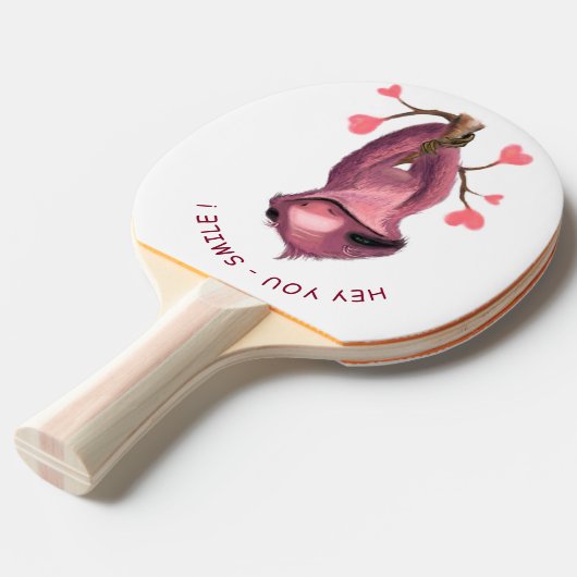 Raquette De Ping Pong Amusant Romantique Sloth Smile Ping Paddle (Devant Angle)