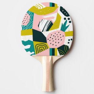 Raquette De Ping Pong Ananas Abstrait : Patchwork coloré sans fil