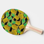 Raquette De Ping Pong Ananas d'or sur des rayures (Côté)