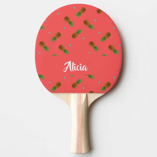 Raquette De Ping Pong Ananas sur rose (Devant)