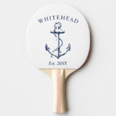 Raquette De Ping Pong Ancre nautique Monogramme blanc (Devant)