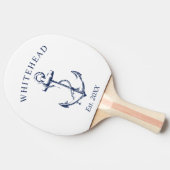 Raquette De Ping Pong Ancre nautique Monogramme blanc (Côté)