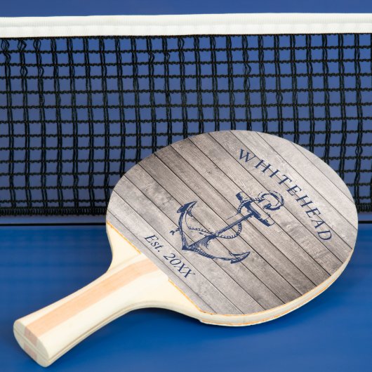 Raquette De Ping Pong Ancre nautique Monogramme Bois beige (Insitu)