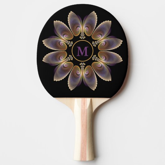 Raquette De Ping Pong Ange Abstraite ailes Mandala Monogramme fractal (Devant)