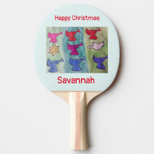 Raquette De Ping Pong Anges de Noël avec trompettes