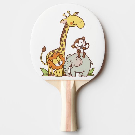 Raquette De Ping Pong Animaux caricaturaux mignons - Giraffe, Lion & Sin (Devant)