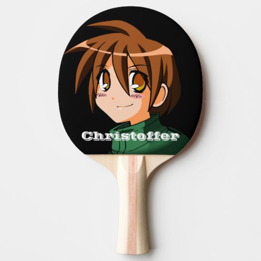 Raquette De Ping Pong Anime Boy nom vert kawaii style japonais (Devant)
