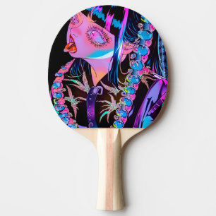 Raquette De Ping Pong Anime Girl Sticking Her Tongue Out