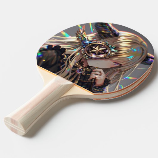 Raquette De Ping Pong Anime Steampunk Horned Beauté avec Star Monocle (Devant Angle)