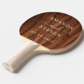 Raquette De Ping Pong Antique Cherry Wood Couple Names with Wedding (Devant Angle)