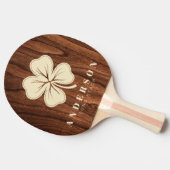 Raquette De Ping Pong Antique Cherry Wood Four Leaf Clover with Name (Côté)
