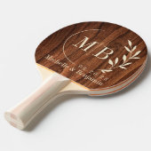 Raquette De Ping Pong Antique Cherry Wood Leaf Wedding Monogram (Devant Angle)