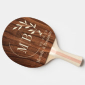 Raquette De Ping Pong Antique Cherry Wood Leaf Wedding Monogram (Côté)