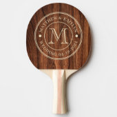 Raquette De Ping Pong Antique Cherry Wood Wedding Monogram (Devant)