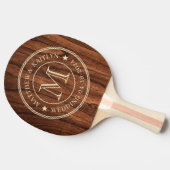 Raquette De Ping Pong Antique Cherry Wood Wedding Monogram Star (Côté)