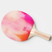 Raquette De Ping Pong Aquarelle Abstraite Corail rose Orange Monogramme (Côté)