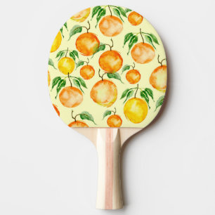 Raquette De Ping Pong Aquarelle agrumes, motif tropical.