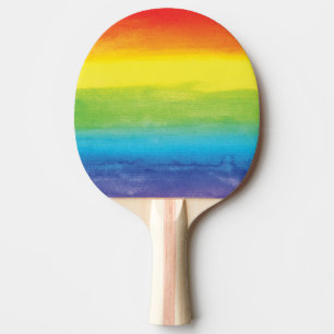 Raquette De Ping Pong Aquarelle Arc-en-ciel Fierté Brillante Vibrante